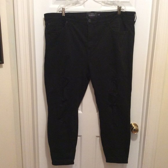 torrid Denim - Torrid Jeans 26R Black Distressed Slim Leg